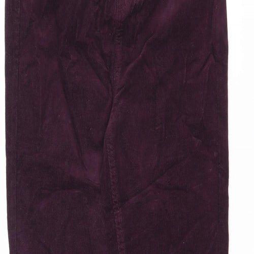 Marks and Spencer Womens Purple Cotton Trousers Size 10 L32 in Regular Zip