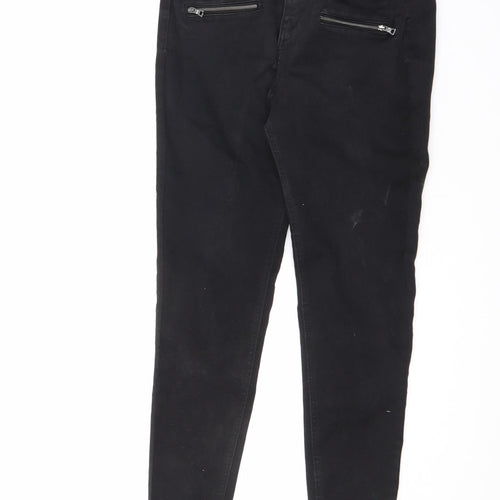 TU Womens Black Cotton Skinny Jeans Size 10 L25.5 in Regular Zip