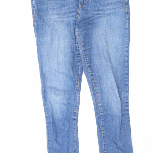 Topshop Womens Blue Cotton Skinny Jeans Size 28 in L32 in Regular Zip