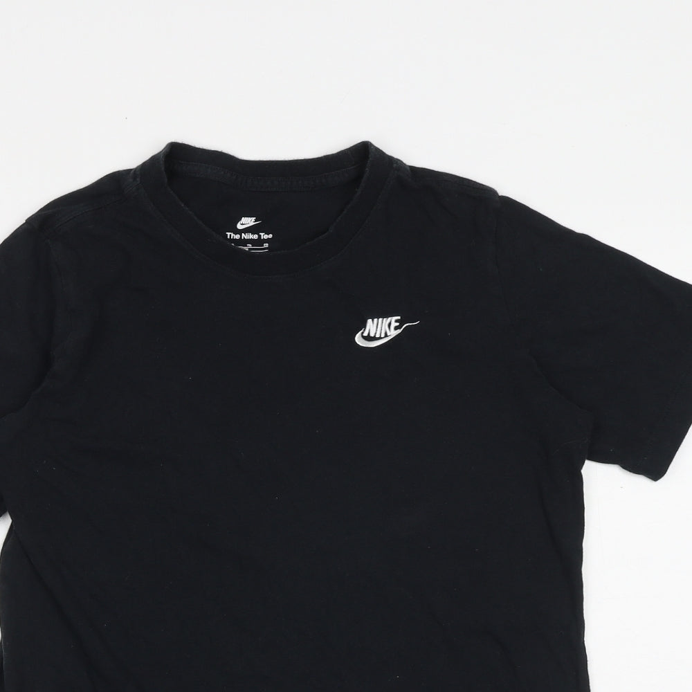 Nike Womens Black Cotton Basic T-Shirt Size XL Round Neck