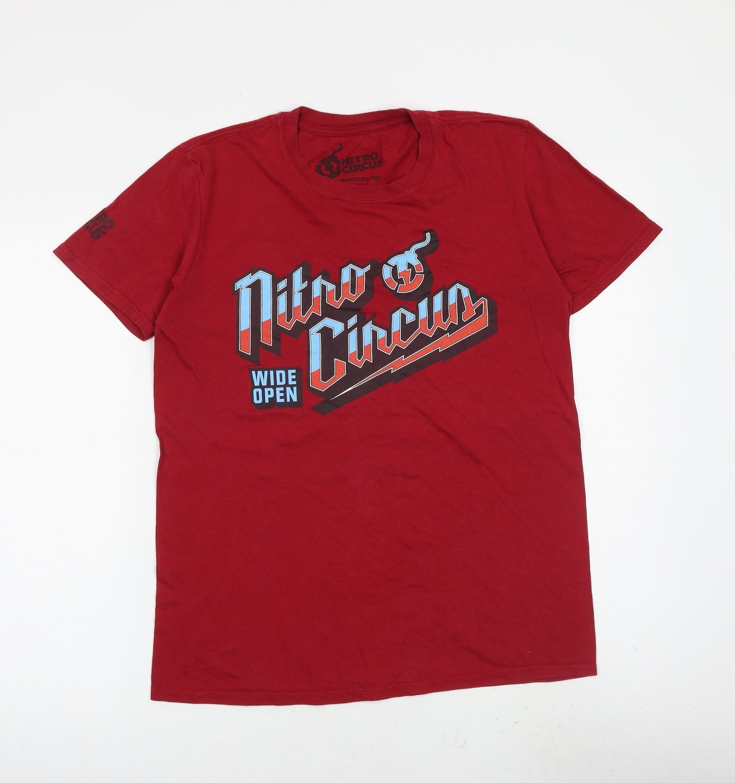 Nitro Circus Mens Red Cotton T-Shirt Size M Round Neck