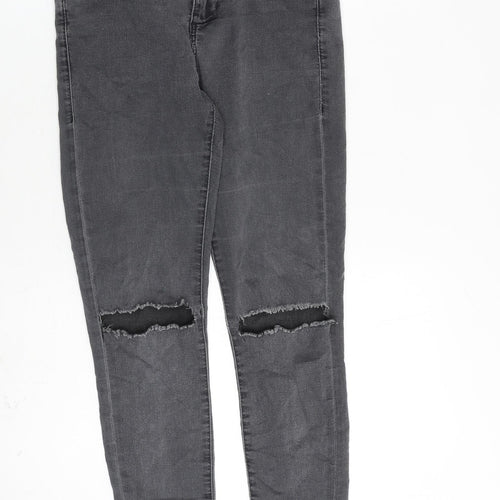 Topshop Womens Grey Cotton Skinny Jeans Size 26 in L30 in Regular Zip