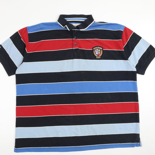 Cotton Traders Mens Multicoloured Striped 100% Cotton Polo Size 4XL Collared Button