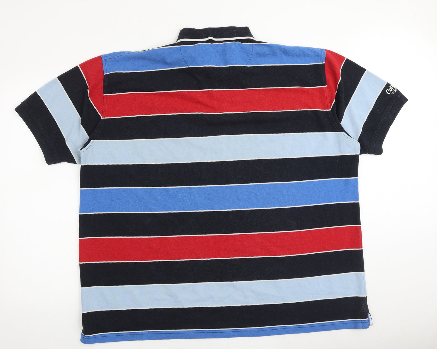 Cotton Traders Mens Multicoloured Striped 100% Cotton Polo Size 4XL Collared Button