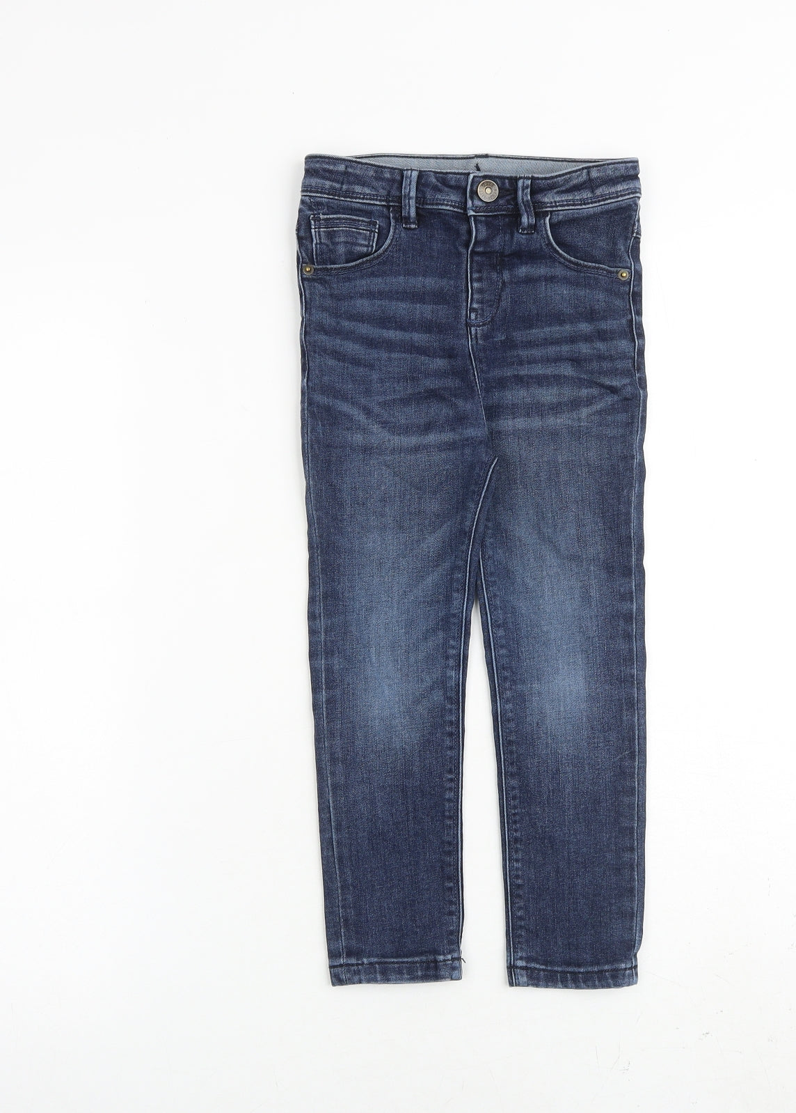 George Boys Blue Cotton Straight Jeans Size 5-6 Years Regular Snap