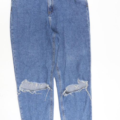 ASOS Womens Blue Cotton Straight Jeans Size 30 in L30 in Regular Zip