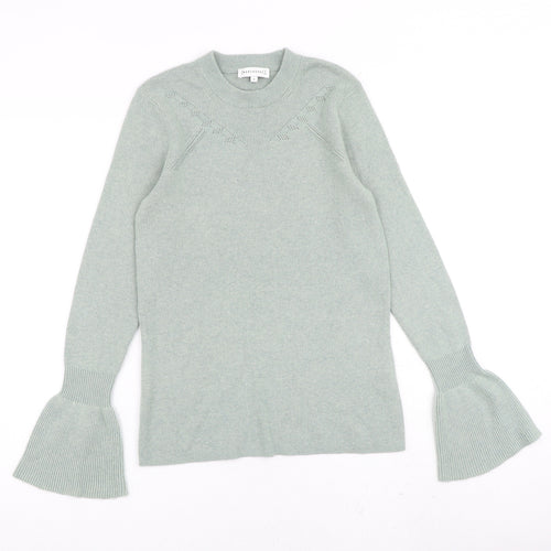 Warehouse Womens Green Round Neck Polyamide Pullover Jumper Size 8