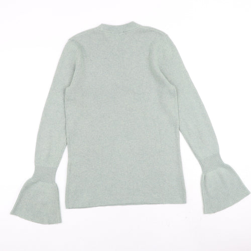 Warehouse Womens Green Round Neck Polyamide Pullover Jumper Size 8