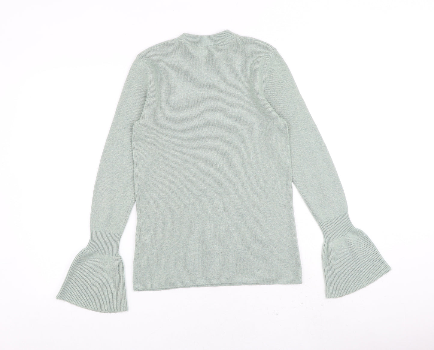 Warehouse Womens Green Round Neck Polyamide Pullover Jumper Size 8