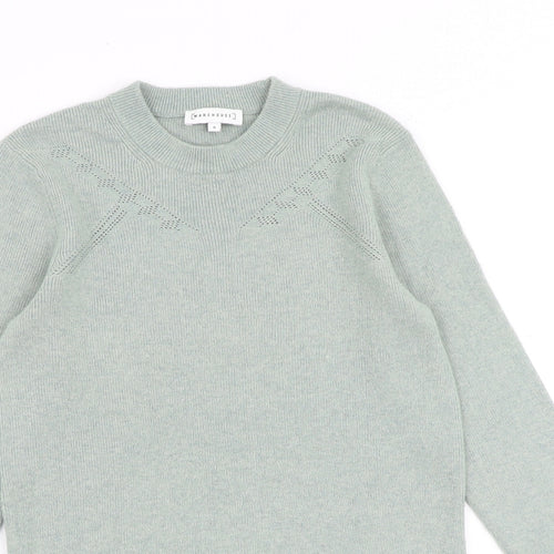 Warehouse Womens Green Round Neck Polyamide Pullover Jumper Size 8