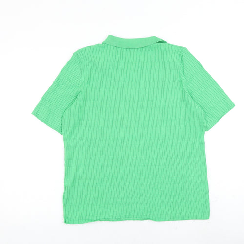 Marks and Spencer Womens Green Collared Viscose Pullover Jumper Size M