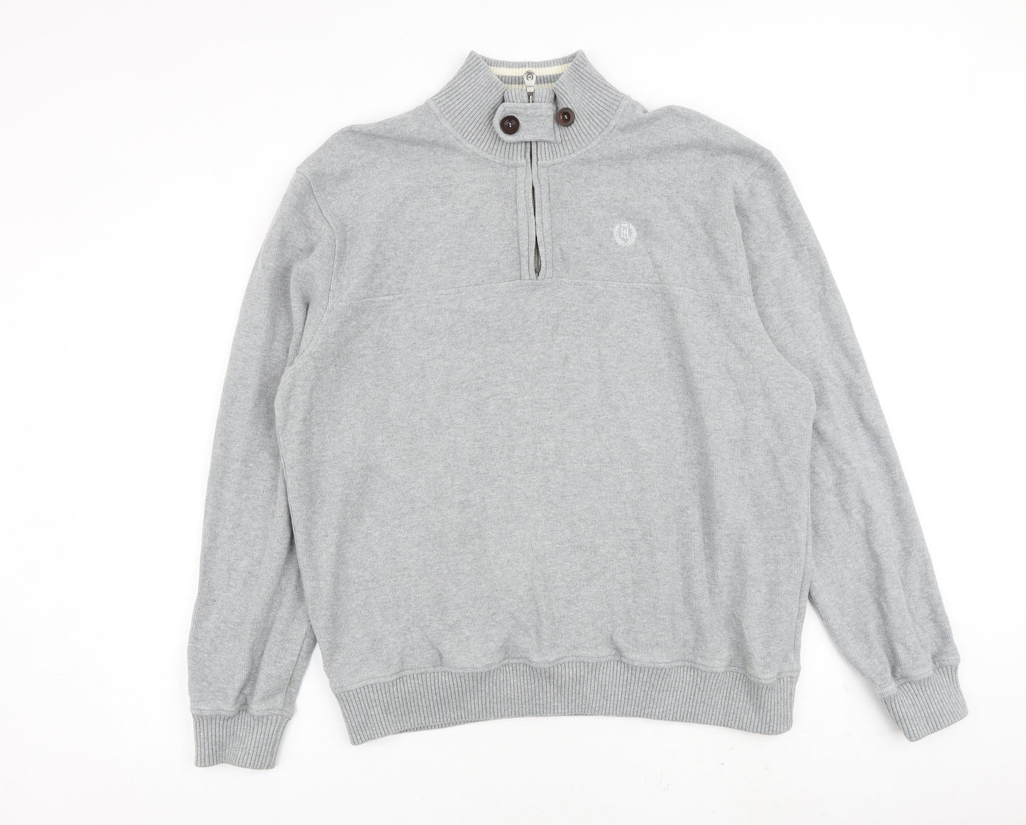 Henri Lloyd Mens Grey Cotton Henley Sweatshirt Size 2XL