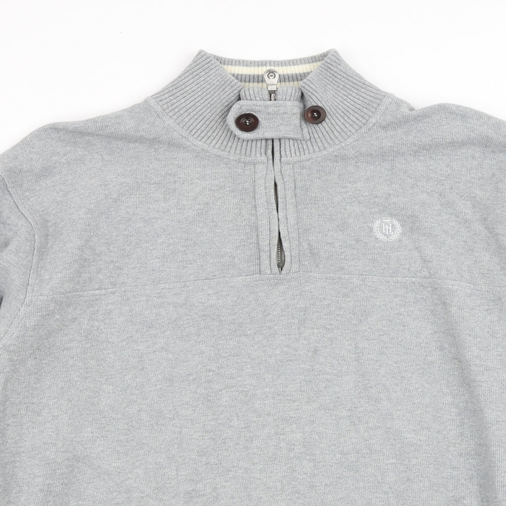 Henri Lloyd Mens Grey Cotton Henley Sweatshirt Size 2XL