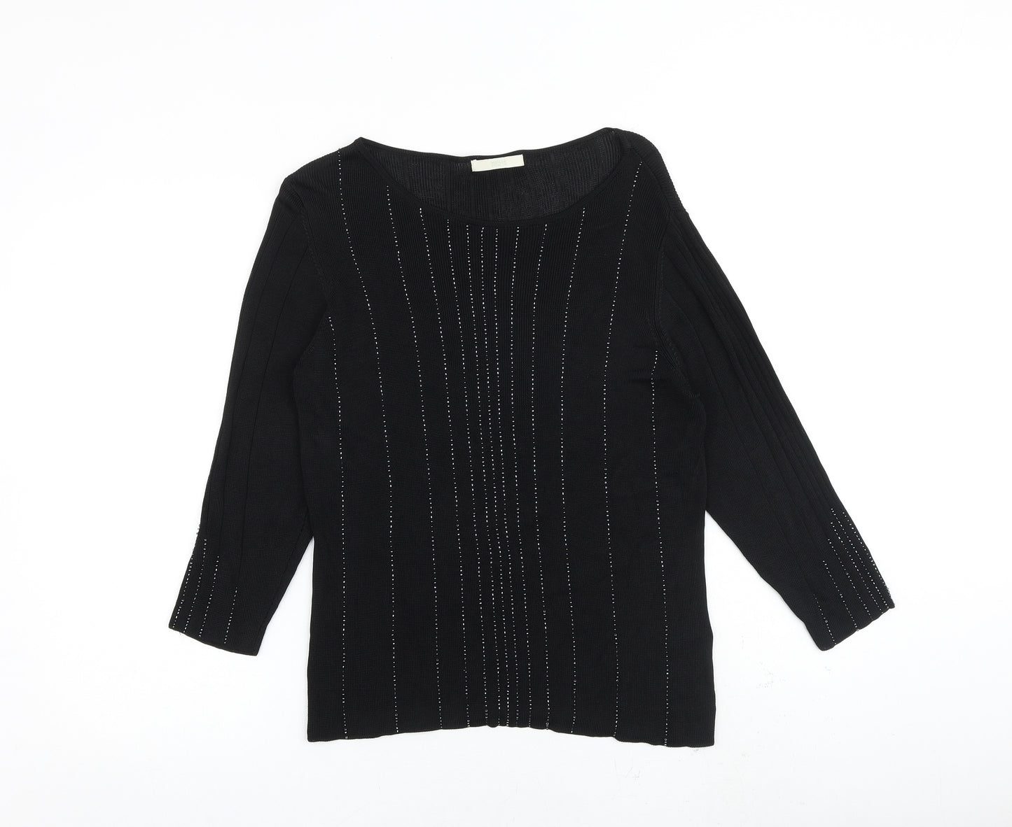 Marks and Spencer Womens Black Boat Neck Viscose Pullover Jumper Size 18
