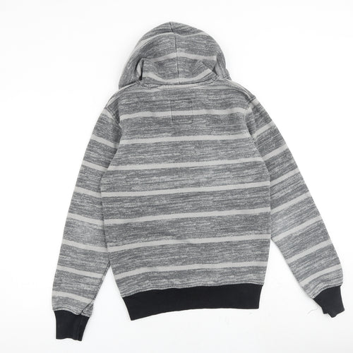 Lee Cooper Mens Grey Striped Cotton Pullover Hoodie Size XS