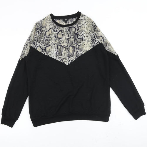 River Island Womens Black Polyester Pullover Sweatshirt Size XS Pullover - Snake Skin Print