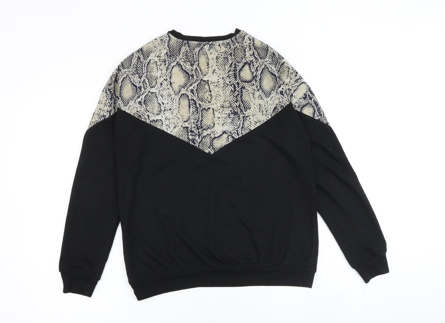 River Island Womens Black Polyester Pullover Sweatshirt Size XS Pullover - Snake Skin Print