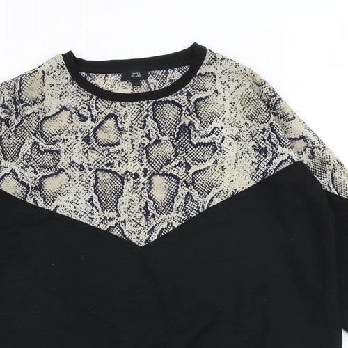 River Island Womens Black Polyester Pullover Sweatshirt Size XS Pullover - Snake Skin Print