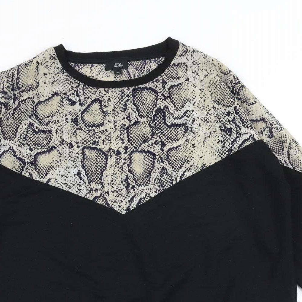 River Island Womens Black Polyester Pullover Sweatshirt Size XS Pullover - Snake Skin Print