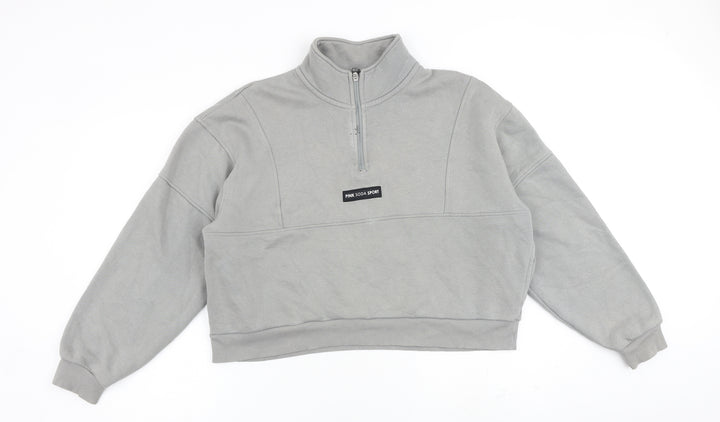 Pink Soda Womens Grey Cotton Pullover Sweatshirt Size 14 Zip