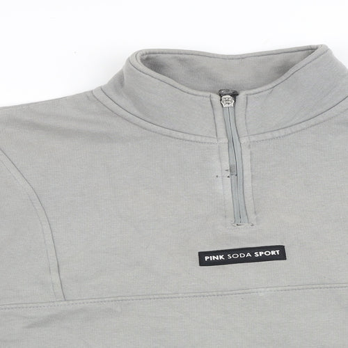 Pink Soda Womens Grey Cotton Pullover Sweatshirt Size 14 Zip