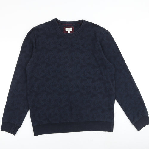 NEXT Mens Blue Geometric Cotton Pullover Sweatshirt Size L
