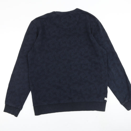 NEXT Mens Blue Geometric Cotton Pullover Sweatshirt Size L