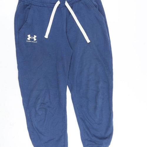 Under armour Mens Blue Cotton Jogger Trousers Size S L26 in Regular Tie