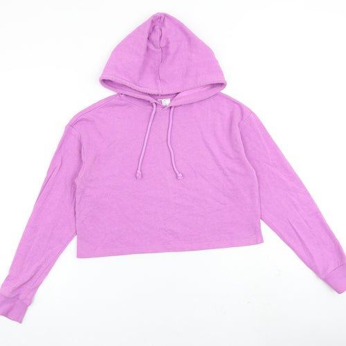 H&M Womens Purple Cotton Pullover Hoodie Size 2XS Pullover