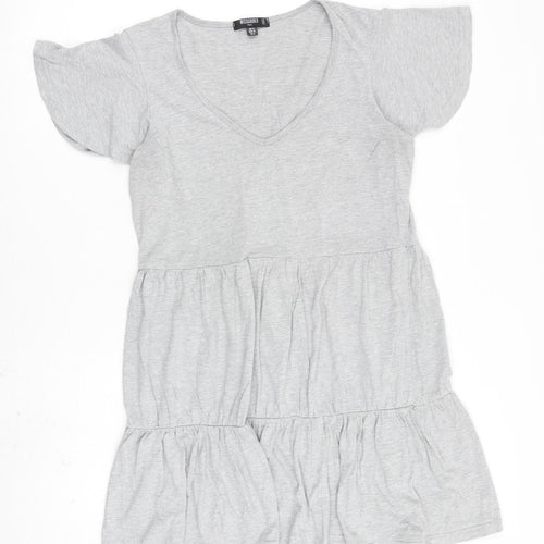 Missguided Womens Grey Polyester Shift Size 12 V-Neck Pullover