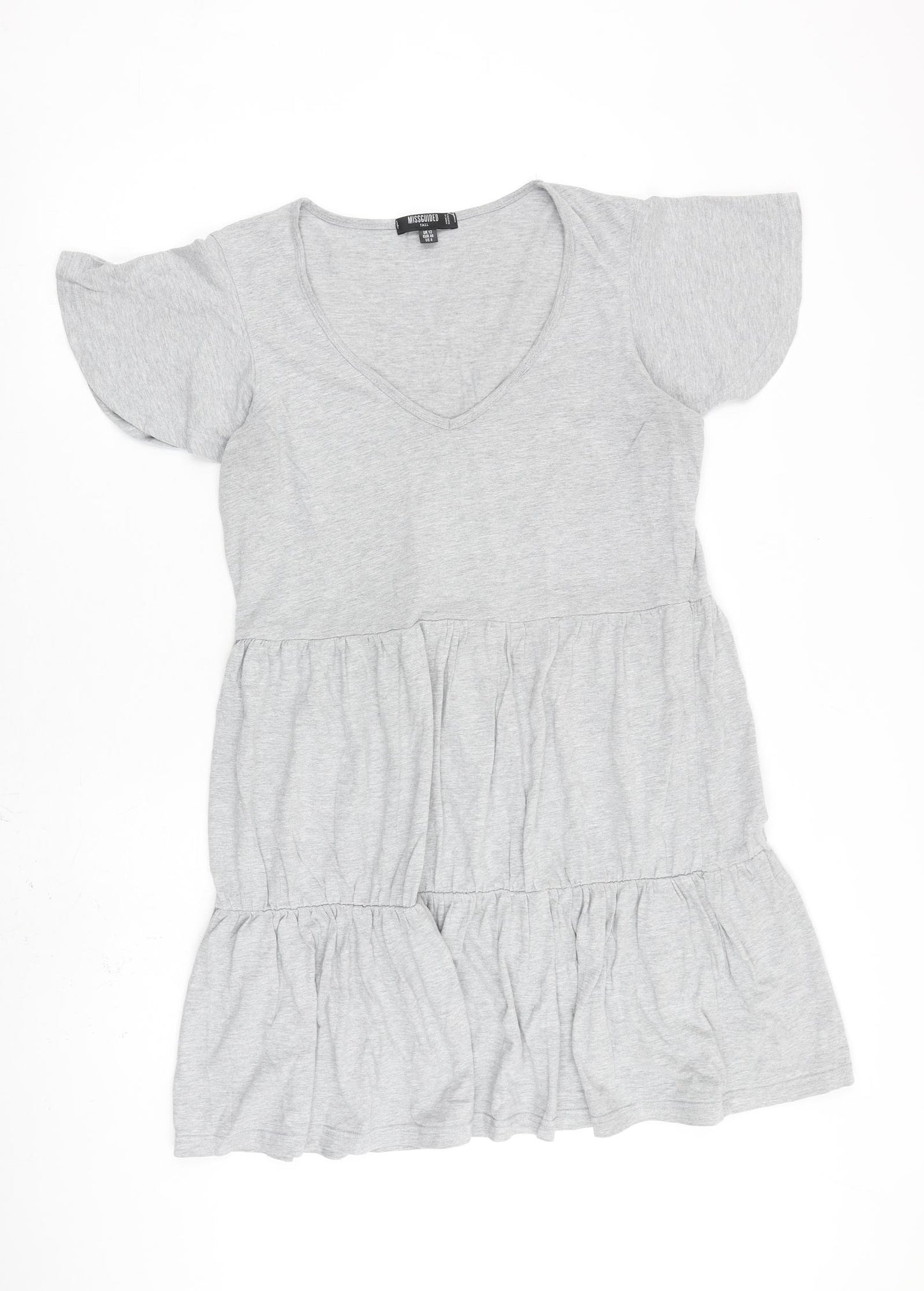 Missguided Womens Grey Polyester Shift Size 12 V-Neck Pullover