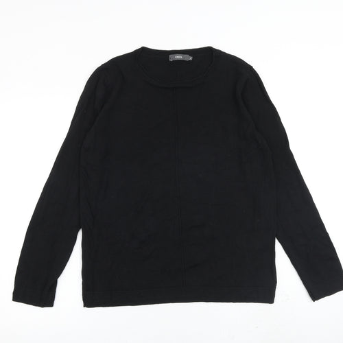 Cecil Womens Black Round Neck Cotton Pullover Jumper Size L