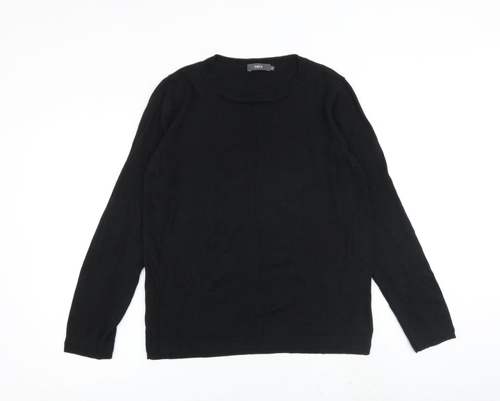 Cecil Womens Black Round Neck Cotton Pullover Jumper Size L