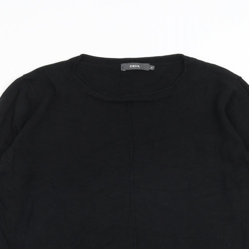 Cecil Womens Black Round Neck Cotton Pullover Jumper Size L
