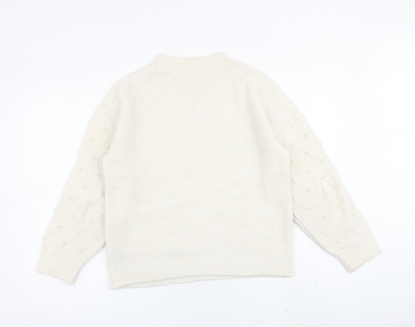 Marks and Spencer Womens Ivory Round Neck Acrylic Pullover Jumper Size S