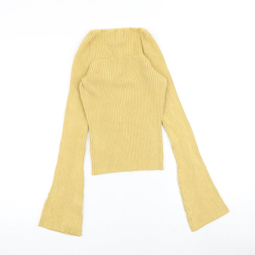 H&M Womens Yellow Scoop Neck Viscose Pullover Jumper Size M