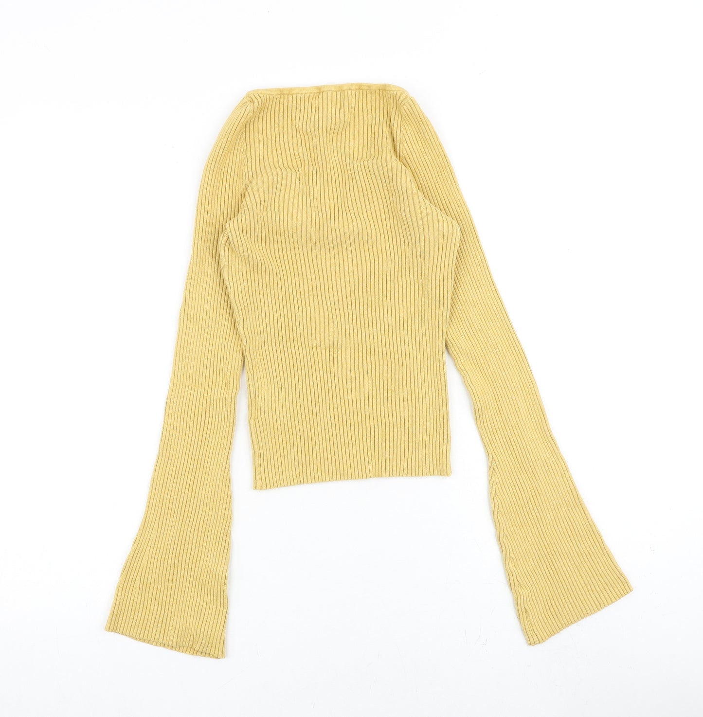 H&M Womens Yellow Scoop Neck Viscose Pullover Jumper Size M