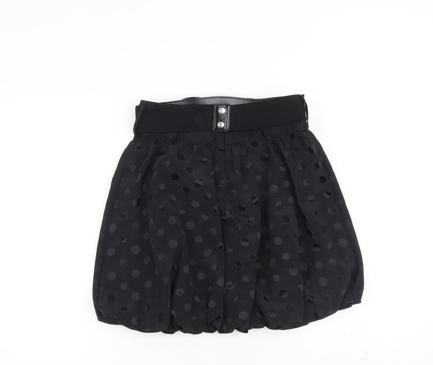 Miss Selfridge Womens Black Polka Dot Polyester A-Line Skirt Size 8 Buckle - Belt included
