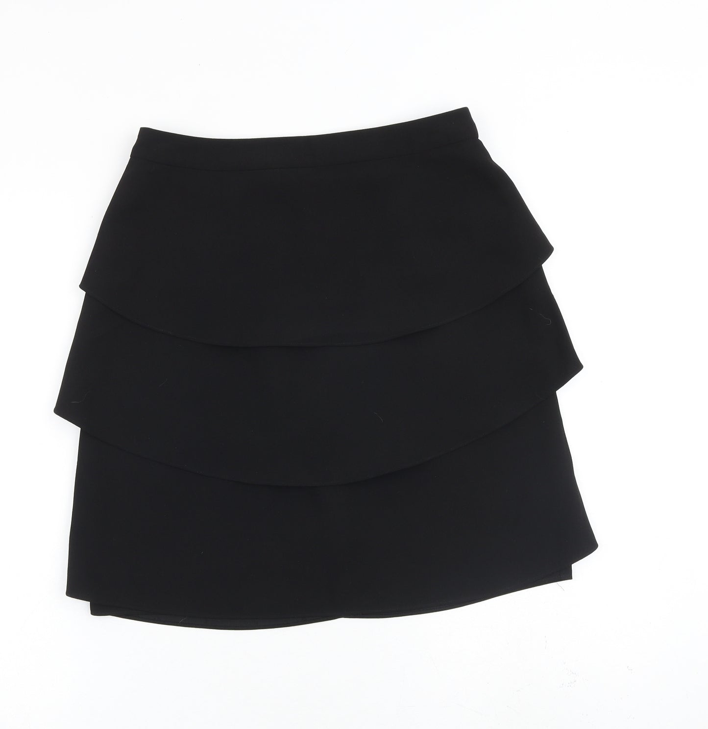 Monsoon Womens Black Polyester Pleated Skirt Size 8 Zip