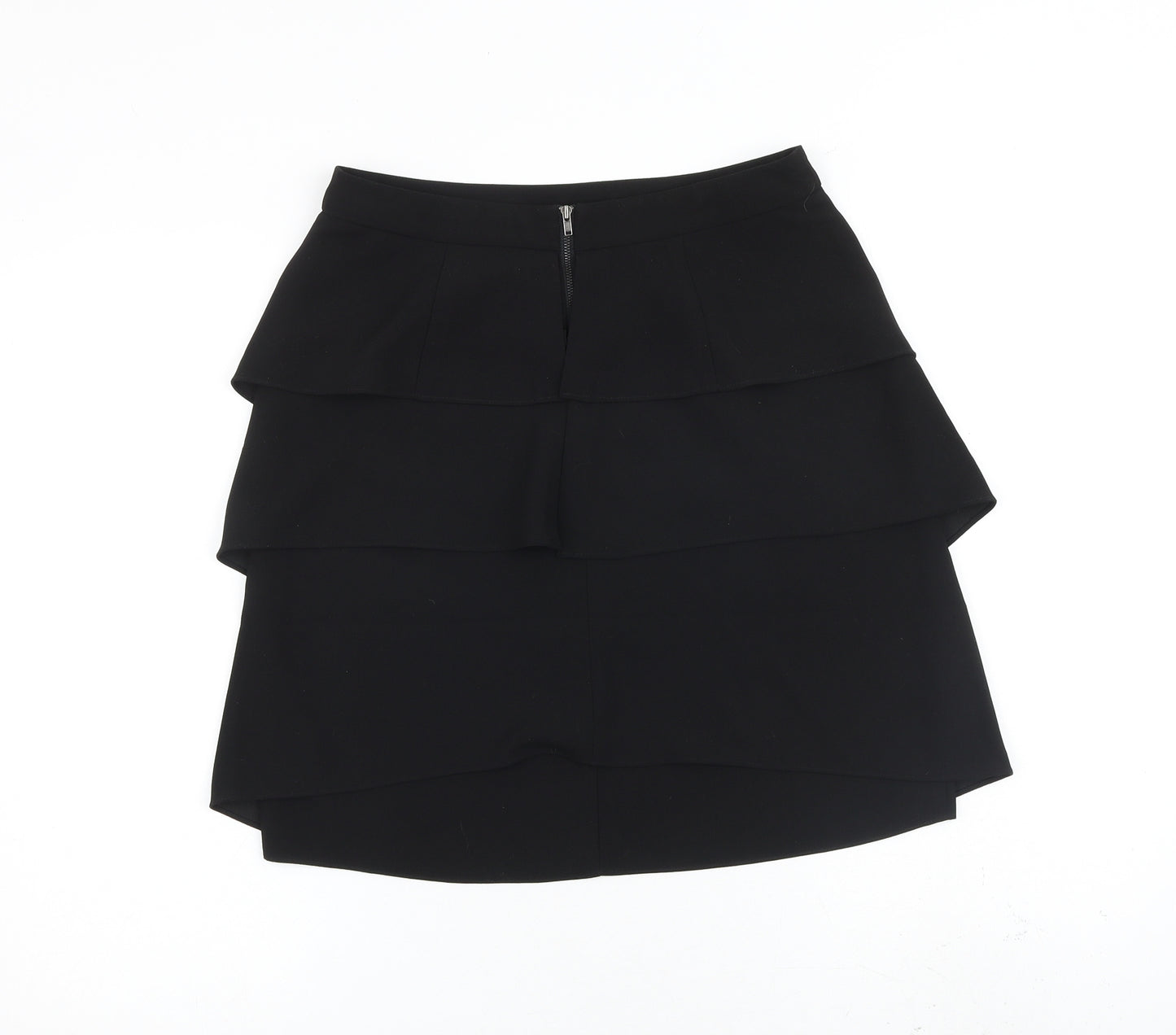 Monsoon Womens Black Polyester Pleated Skirt Size 8 Zip