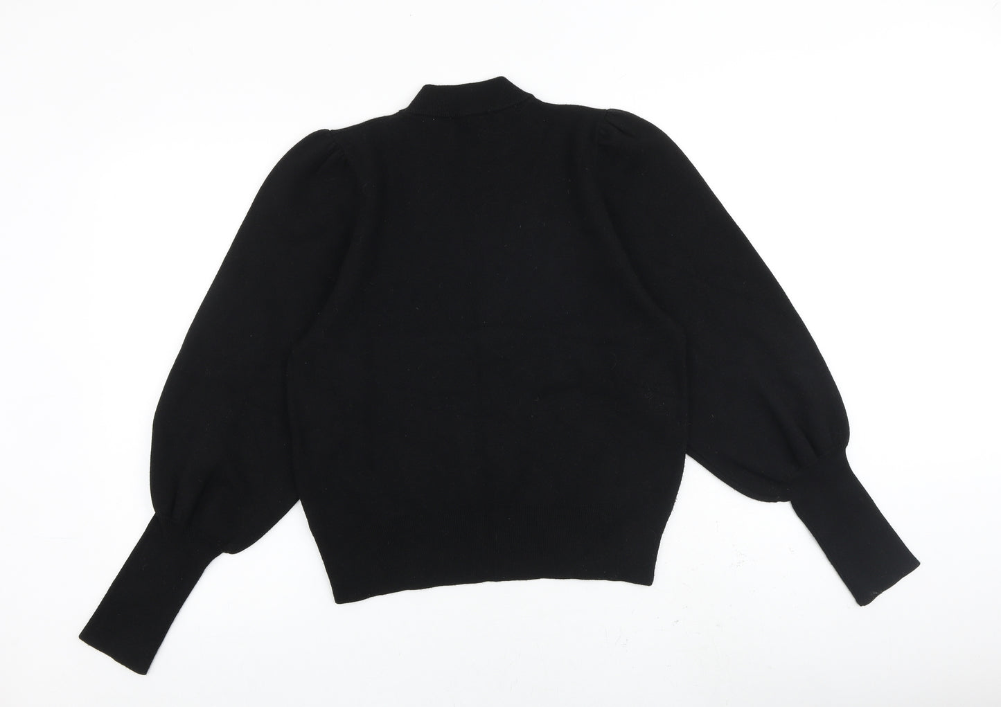 Zara Womens Black Round Neck Viscose Pullover Jumper Size L