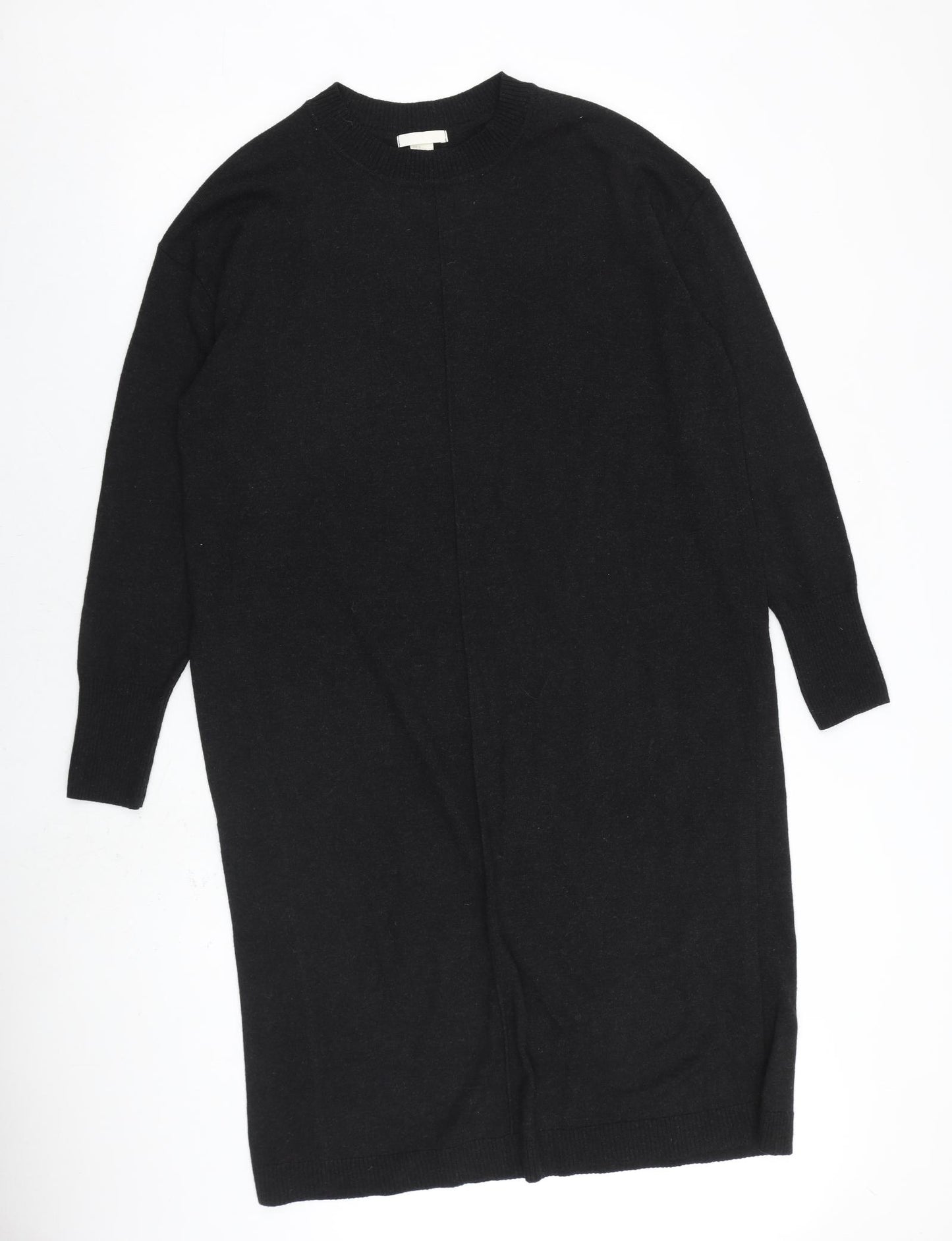 H&M Womens Grey Acrylic Jumper Dress Size M Mock Neck Pullover