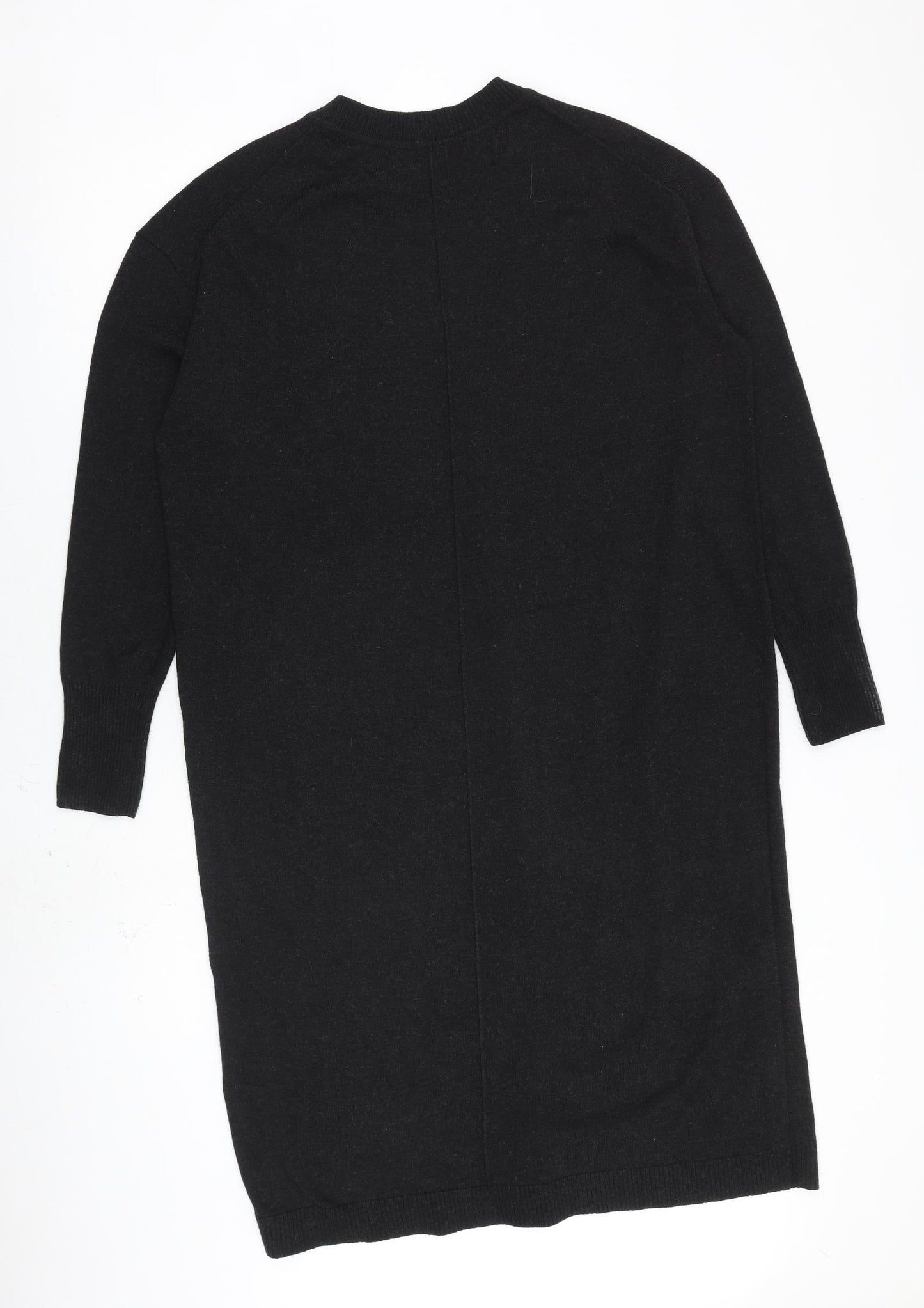 H&M Womens Grey Acrylic Jumper Dress Size M Mock Neck Pullover