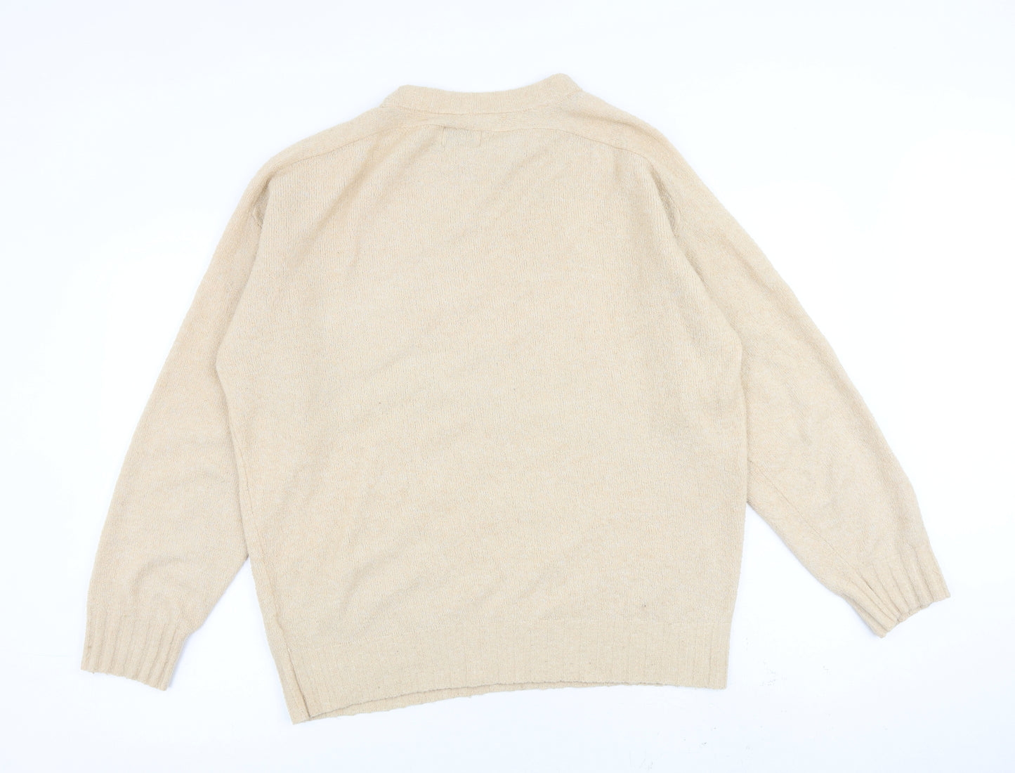 Topman Mens Beige Round Neck Polyamide Pullover Jumper Size S Long Sleeve