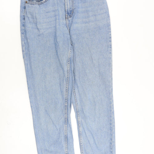 Denim & Co. Womens Blue Cotton Straight Jeans Size 8 L28 in Regular Zip