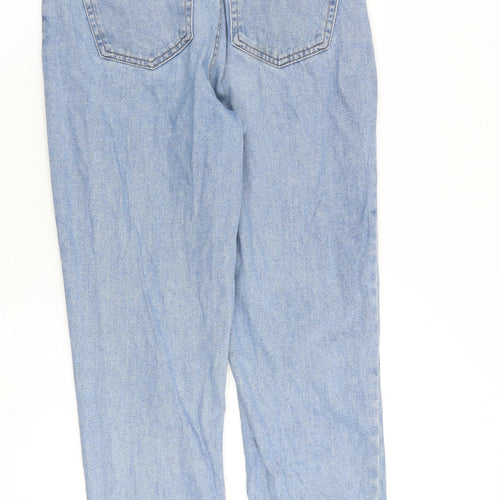 Denim & Co. Womens Blue Cotton Straight Jeans Size 8 L28 in Regular Zip