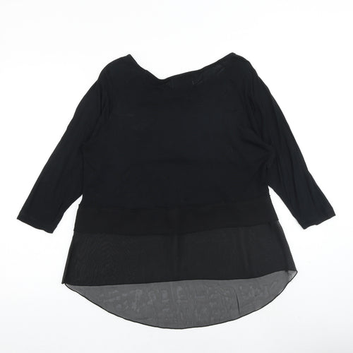 Apricot Womens Black Polyester Basic Blouse Size S Round Neck