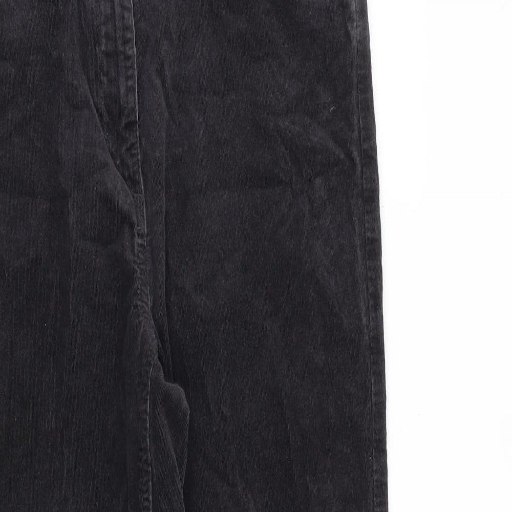 Marks and Spencer Womens Black Cotton Trousers Size 10 L29 in Regular Zip