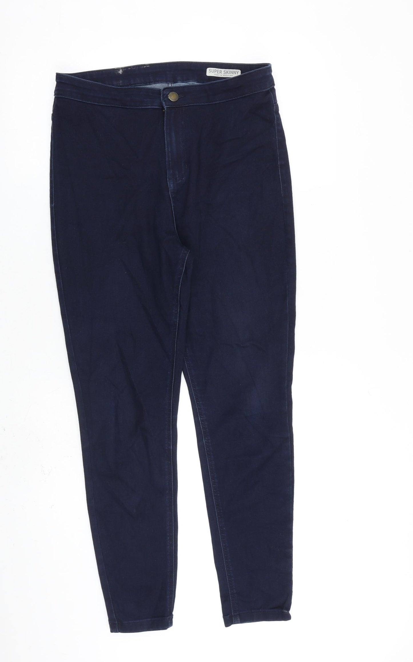 Marks and Spencer Womens Blue Cotton Skinny Jeans Size 14 L28 in Slim Zip