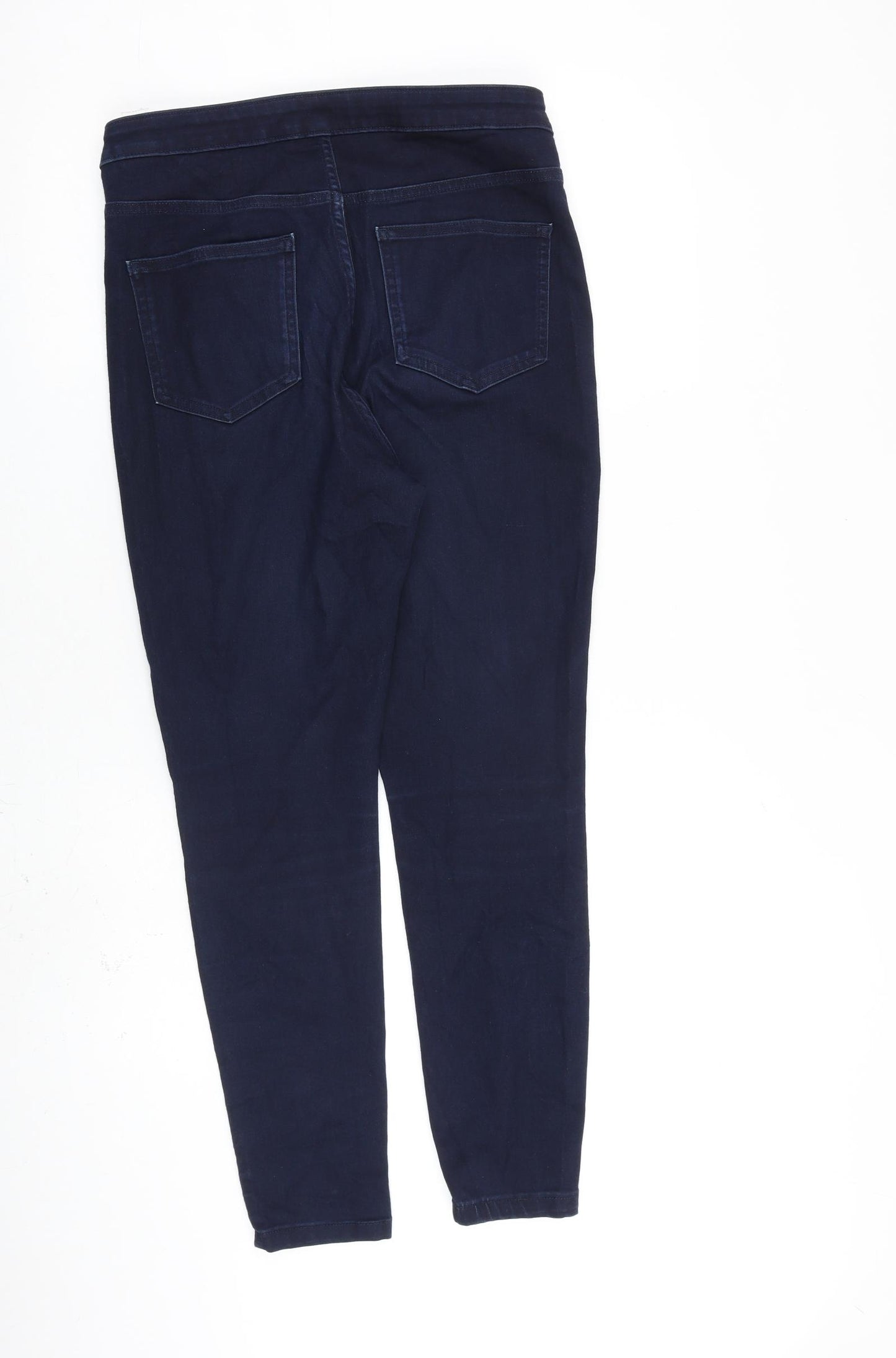 Marks and Spencer Womens Blue Cotton Skinny Jeans Size 14 L28 in Slim Zip